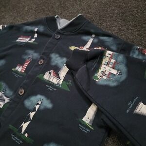 Vintage Art Unlimited Light House Sweatshirt AOP Made In USA Cardigan Sweater M